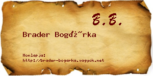 Brader Bogárka névjegykártya
